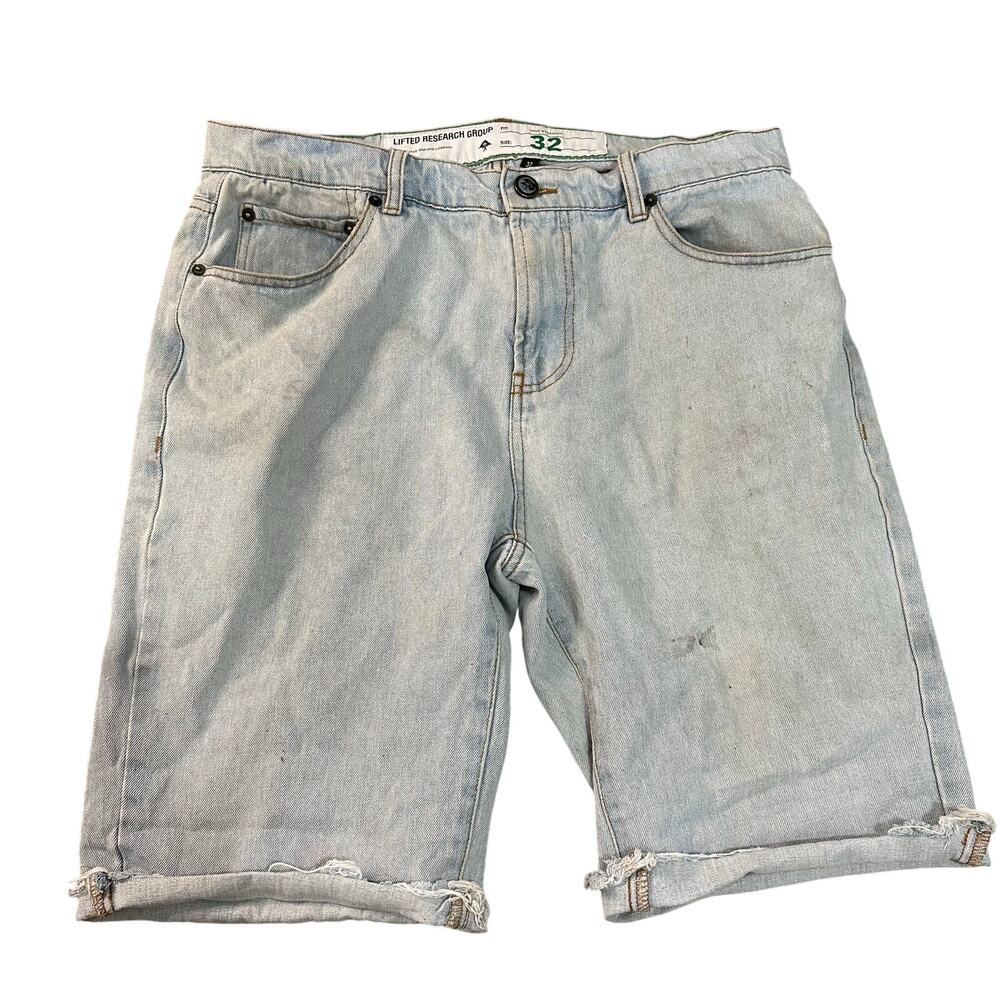 LIFTED RESEARH GROUP Men's True Straight Cut-Off Denim Short Size 32